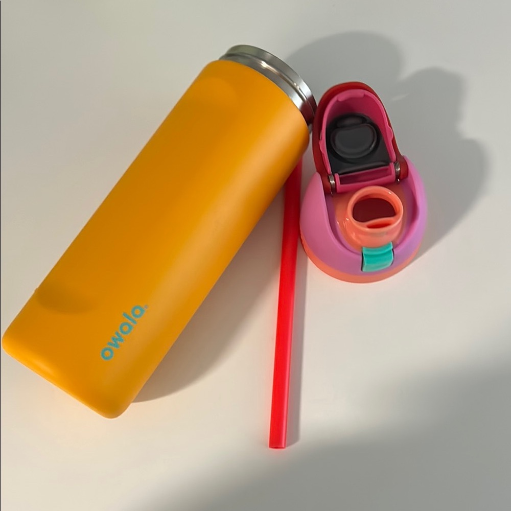 Owala Orange Water Bottle with Pink Lid